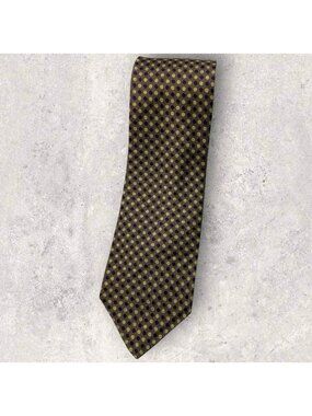 PAUL STUART Silk Tie CANADA Brown Beige Purple Geometric Polka Dot W:3.8" EUC